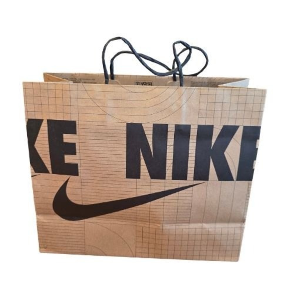 Nike Recycled Paper Shopping Bag 10x11.8" Brown Geometric Pattern Large Gift Bag